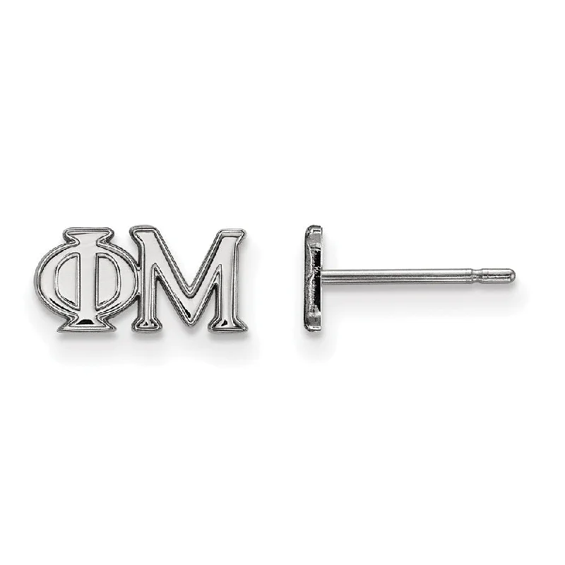 Ladies earrings Thanksgiving gift styles-Sterling Silver Phi Mu XS Greek Letters Post Earrings