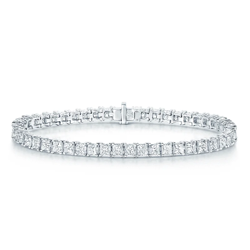 Ladies bracelets adjustable fit options-Ladies bracelets adjustable fit options-18ct White Gold Princess Cut Diamond Claw Set Tennis Bracelet