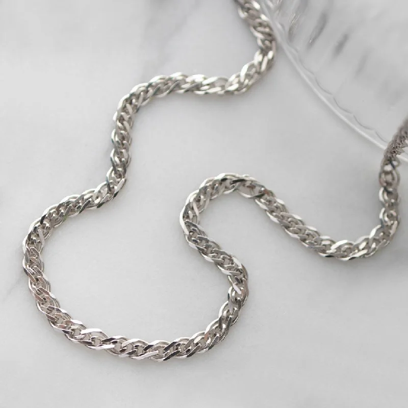 Ladies necklaces hypoallergenic materials-Kit Heath Silver Revival Diamond Cut Woven Chain Link Necklace