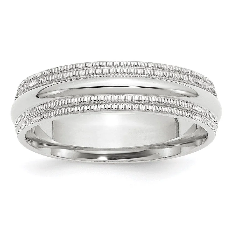 Ladies rings group custom styles-6mm 10K White or Yellow Gold Double Milgrain Edge Comfort Fit Band