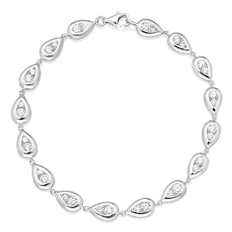 Ladies bracelets understated elegance designs-Ladies bracelets understated elegance designs-18ct White Gold Raindrops Diamond Bracelet