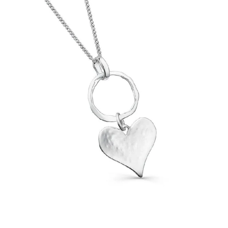 Ladies necklaces triple stone necklaces-Sea Gems Silver Cornish Circle & Heart Necklace