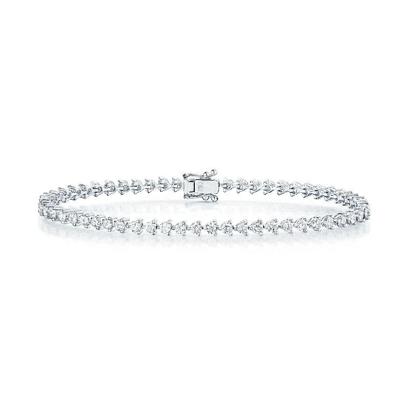 Ladies bracelets bold silver designs-Ladies bracelets bold silver designs-18ct White Gold Brilliant Cut Diamond Three Claw Set Tennis Bracelet