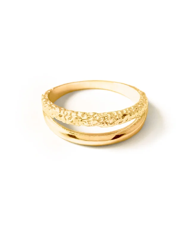 Ladies rings balanced proportion styles-Dopio Gold Ring