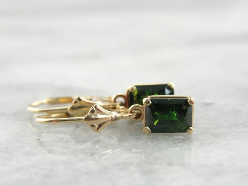 Ladies earrings knot symbol designs-Collector's Quality Demantoid Garnet Drop Earrings