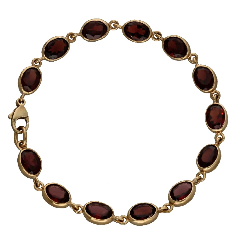 Ladies bracelets online shopping deals-Ladies bracelets online shopping deals-9ct Gold Garnet Fancy Stone Set Bracelet