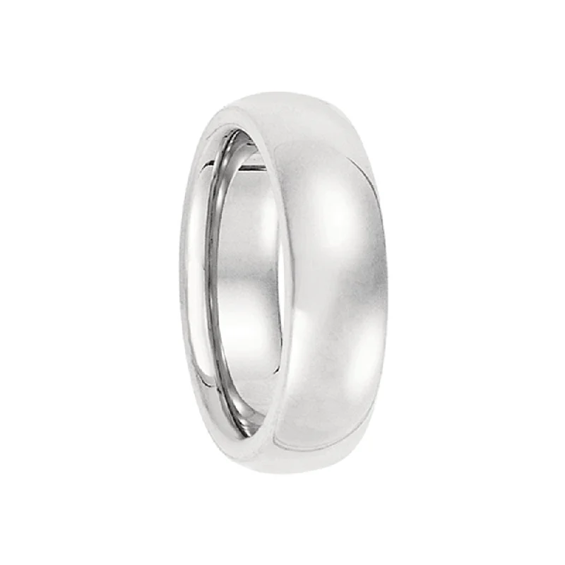 Ladies rings blue diamond styles-6mm Heavy Polished Domed Comfort Fit Band in Platinum