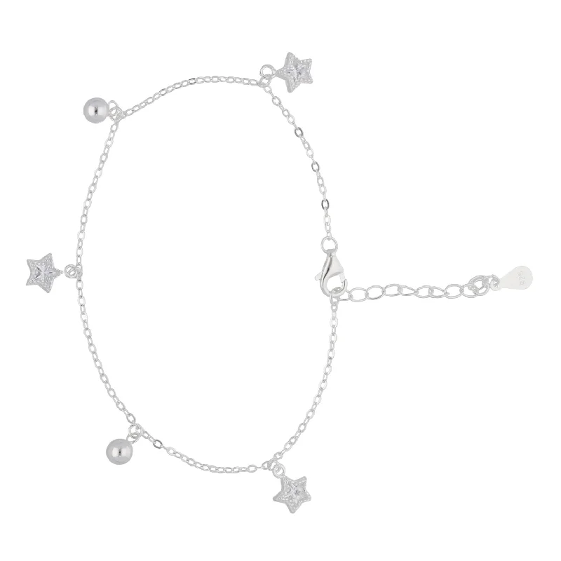 Ladies bracelets filigree detail designs-Ladies bracelets filigree detail designs-New Sterling Silver Cubic Zirconia Star Bracelet