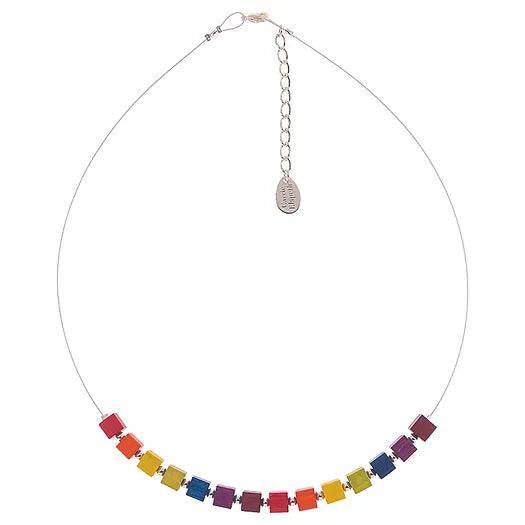 Ladies necklaces oversized bold necklaces-Carrie Elspeth Rainbow Wooden Cubes Links Necklace