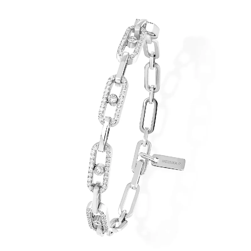 Ladies bracelets steampunk vibe designs-Ladies bracelets steampunk vibe designs-Move Link Multi 18ct White Gold Diamond Set Bracelet