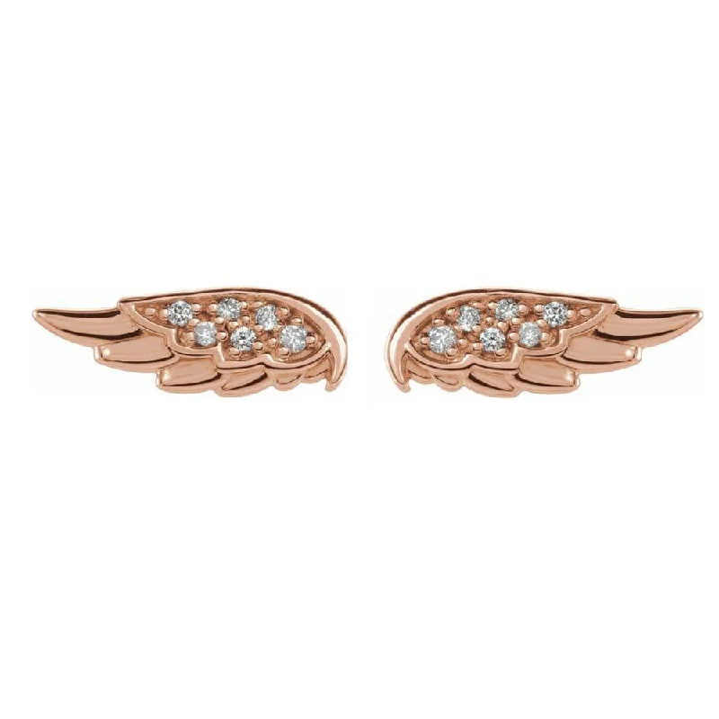 Ladies earrings size selection guide-14K Gold .03 CTW Diamond (I1, G-H) Angel Wing Post Earrings, 4 x 11mm