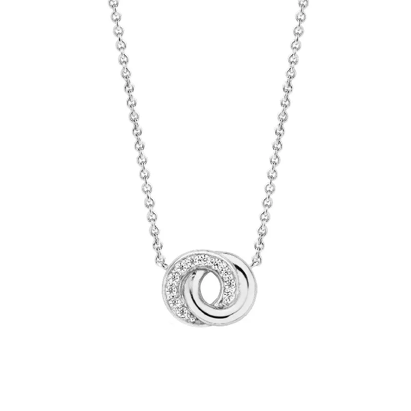 Ladies necklaces white diamond styles-Ti Sento Sterling Silver Circles Sparkle Necklace