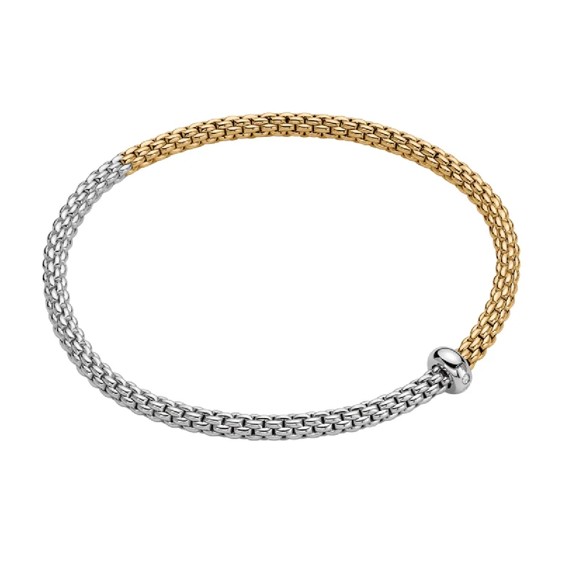 Ladies bracelets pastel tone styles-Ladies bracelets pastel tone styles-Prima 18ct Yellow & White Gold Bracelet With Single Diamond Rondel