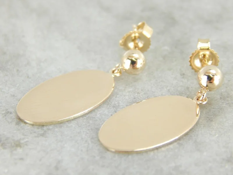 Ladies earrings geometric shape styles-Simple, Sophisticated Gold Oval Drop Earrings