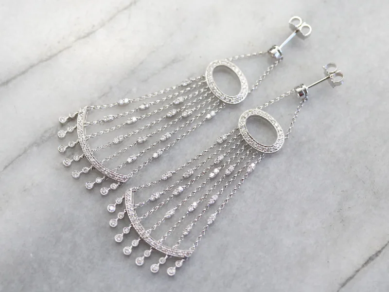 Ladies earrings platinum luxury earrings-Glamorous Diamond Chandelier Drop Earrings