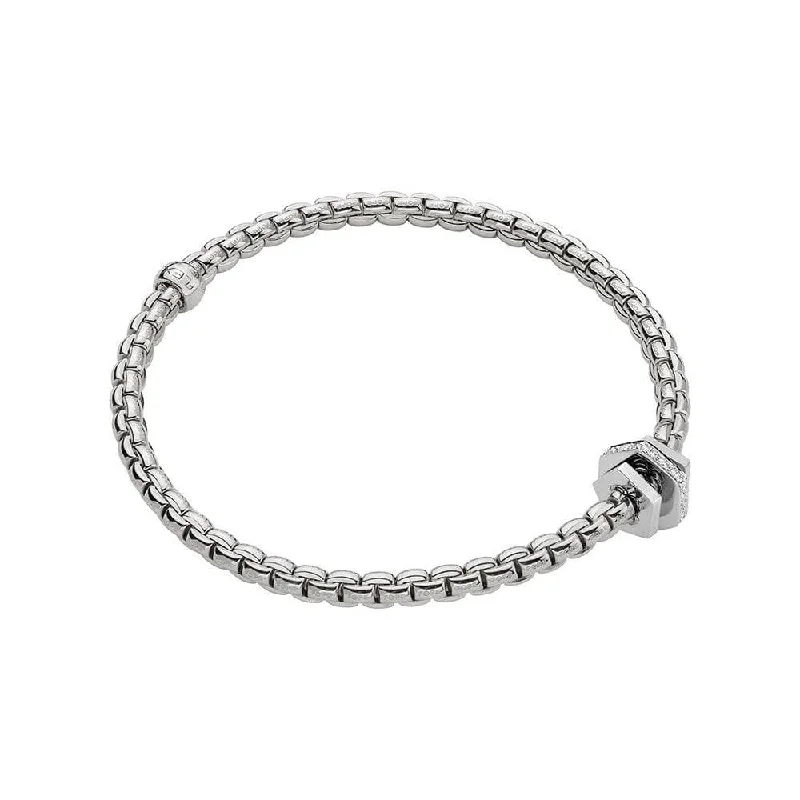 Ladies bracelets e-commerce store finds-Ladies bracelets e-commerce store finds-Eka 18ct White Gold Bracelet With Geometric Diamond Set Rondels