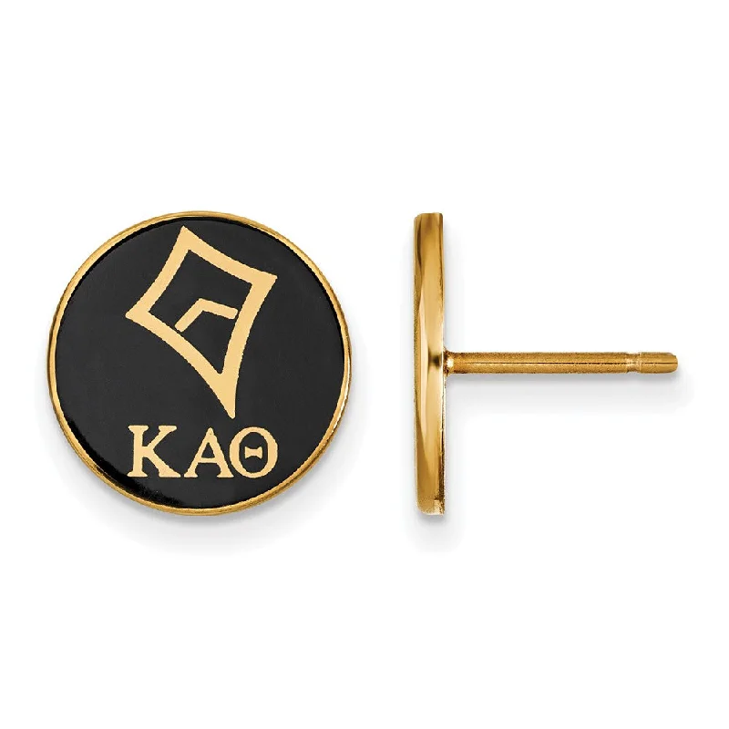 Ladies earrings heavy duty styles-14K Plated Silver Kappa Alpha Theta Enamel Kite Disc Post Earrings