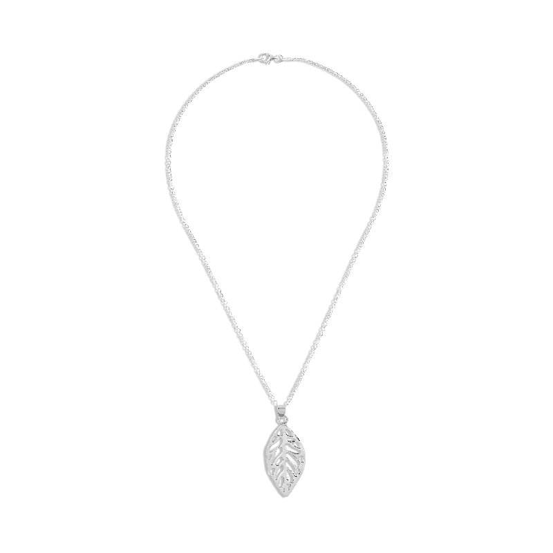 Ladies necklaces birth month styles-Sterling Silver Leaf Pendant Necklace