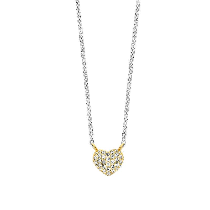 Ladies necklaces art deco elegance-Ti Sento Gold Cubic Zirconia Heart Necklace