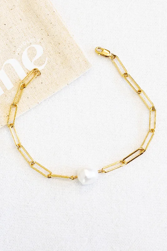 Ladies bracelets minimalist daily wear-Ladies bracelets minimalist daily wear-Large Pearl Thick Ann Bracelet