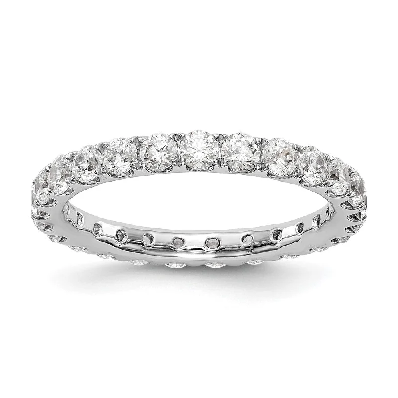 Ladies rings bezel set designs-2.4mm Platinum U Shared Prong 1.5 Ctw Diamond Eternity Band