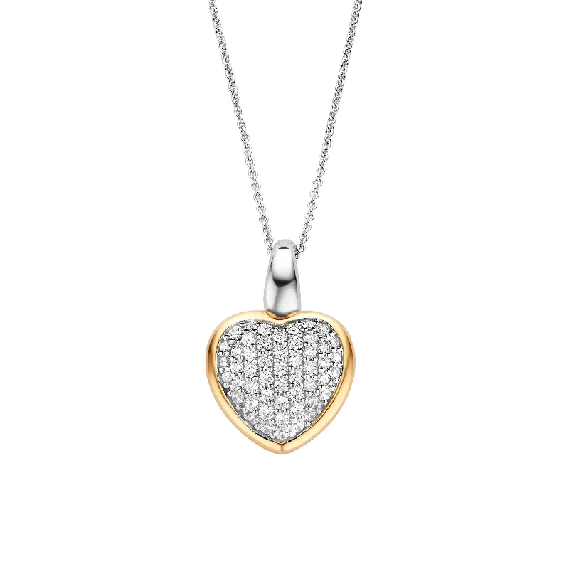 Ladies necklaces luxurious bold designs-Ti Sento Pavé Heart Necklace