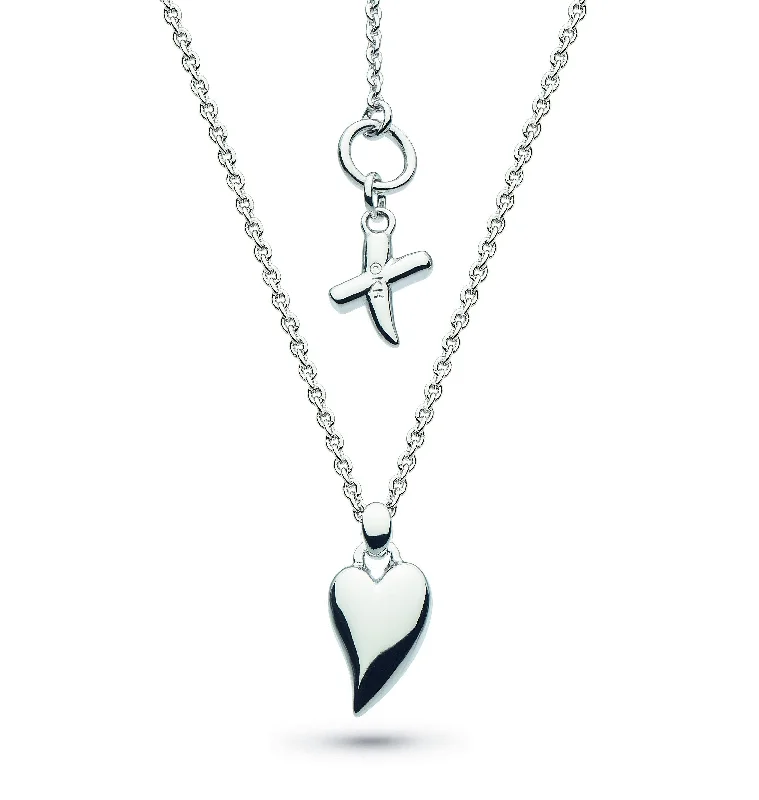 Ladies necklaces subtle hue styles-Kit Heath Desire Kiss Rhodium Plate Mini Heart Necklace