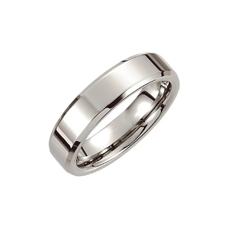 Ladies rings loose style rings-6mm Dura Cobalt Beveled Edge Polished Flat Comfort Fit Band