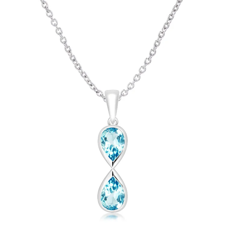 Ladies necklaces handcrafted luxury styles-Unique & Co Sterling Silver Blue Topaz Pendant Necklace