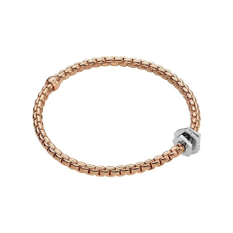 Ladies bracelets social media trends-Ladies bracelets social media trends-Eka 18ct Rose Gold Bracelet With Geometric Diamond Set Rondels