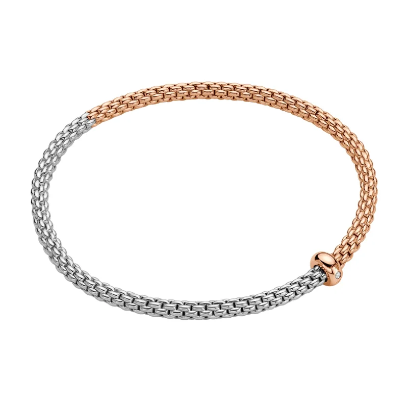 Ladies bracelets gradient gem bracelets-Ladies bracelets gradient gem bracelets-Prima 18ct Rose & White Gold Bracelet With Single Diamond Rondel