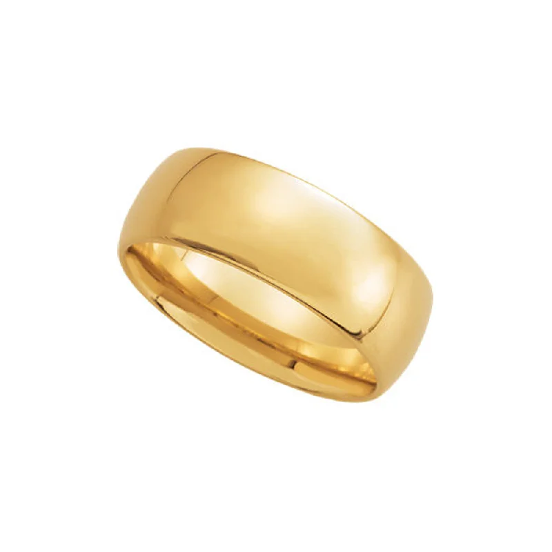 Ladies rings delicate outline styles-7mm Light Domed Comfort Fit Wedding Band in 10k Yellow Gold