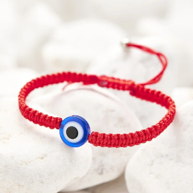 Ladies rings petite charm designs-Classic Red String Evil Eye Bracelet