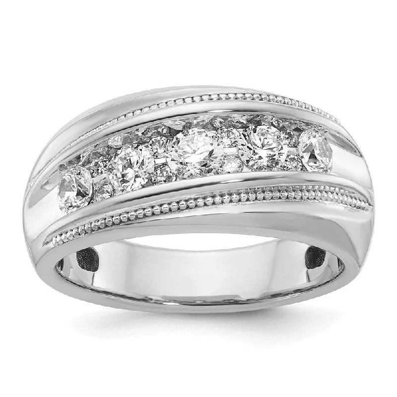 Ladies rings global brand styles-10.7mm 14K Yellow or White Gold 1 Ctw Diamond Milgrain Tapered Band