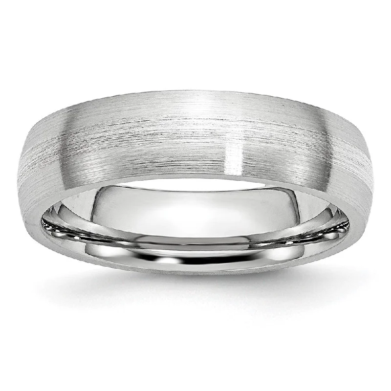 Ladies rings summer vibe designs-6mm Cobalt & Sterling Silver Inlay Satin Half Round Standard Fit Band