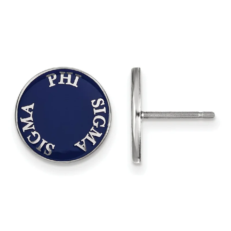 Ladies earrings Independence Day designs-Sterling Silver Phi Sigma Sigma Enamel Disc Post Earrings