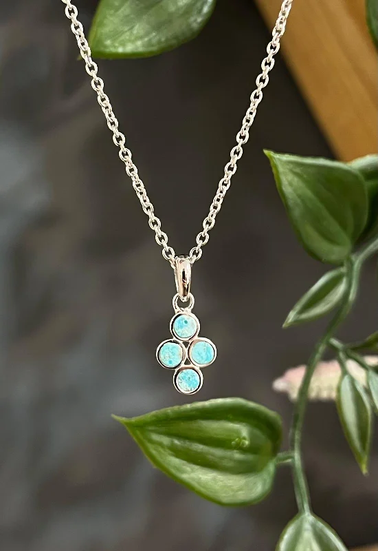 Ladies necklaces pave set designs-Unique & Co Sterling Silver Turquoise Pendant Necklace