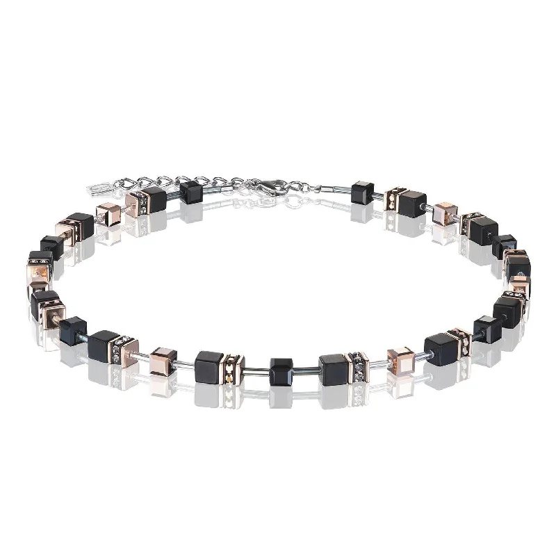 Ladies necklaces summer vibe necklaces-Coeur De Lion Black Swarovski® Crystals GeoCUBE® Necklace