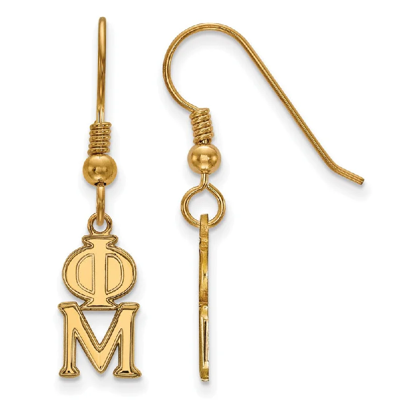 Ladies earrings small batch earrings-14K Plated Silver Phi Mu XS Dangle Earrings