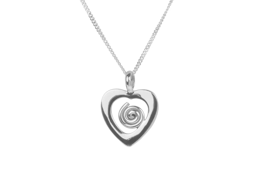 Ladies necklaces wire-wrapped styles-Silver Swirl Heart Necklace