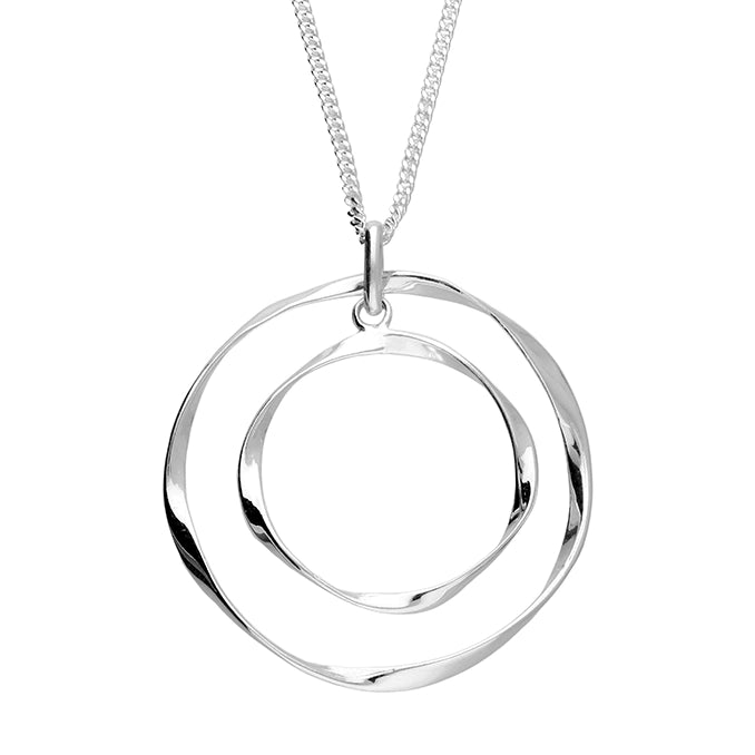 Ladies necklaces social media trends-Sterling Silver Double Circle Necklace