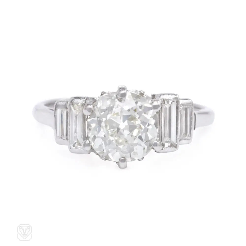 Ladies engagement rings sentimental value-Stepped design diamond and platinum engagement ring