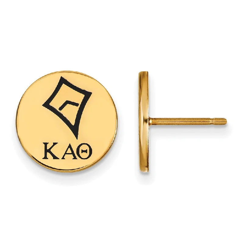 Ladies earrings vintage estate pieces-14K Plated Silver Kappa Alpha Theta Enamel Post Earrings