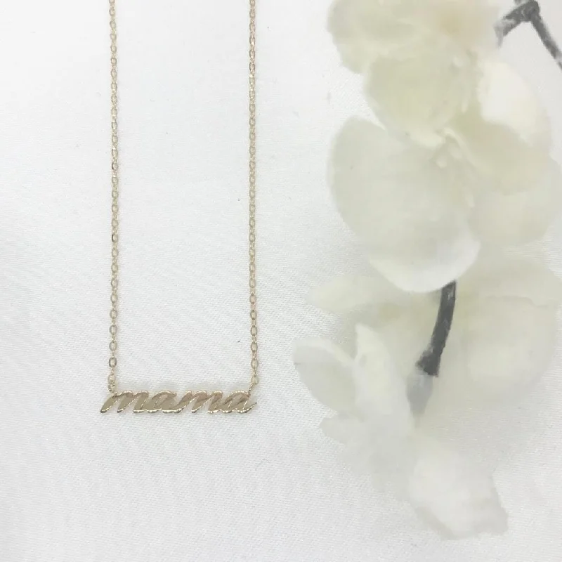 Ladies necklaces online shopping deals-10k Gold Cursive Mama Necklace