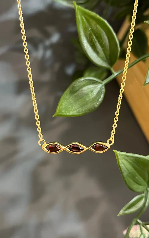 Ladies necklaces luxury brand picks-Unique & Co Gold Vermeil Garnet Pendant Necklace