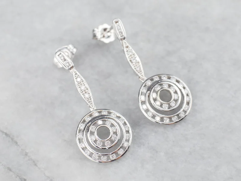 Ladies earrings infinity symbol designs-White Gold Dangle Diamond Earrings