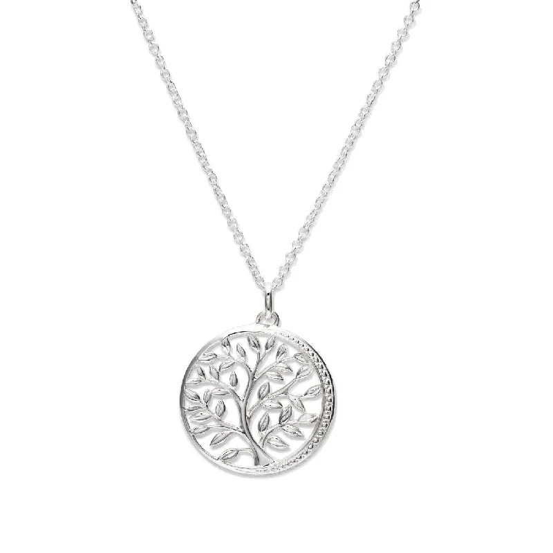 Ladies necklaces textured chain designs-Unique & Co Sterling Silver Tree Necklace