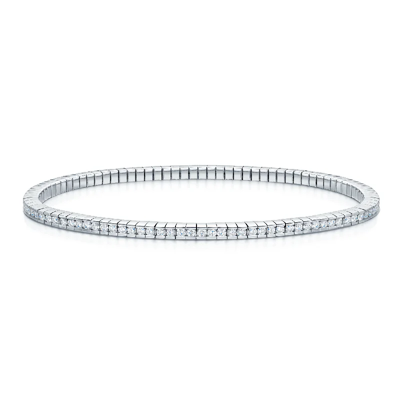 Ladies bracelets futuristic design styles-Ladies bracelets futuristic design styles-18ct White Gold Stretch Diamond Bracelet