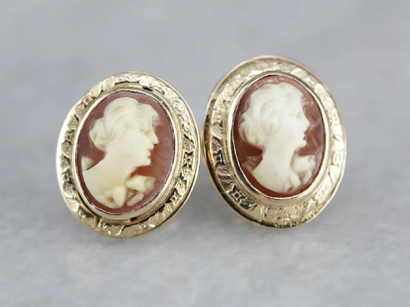 Ladies earrings customer review favorites-Vintage Cameo Stud Earrings