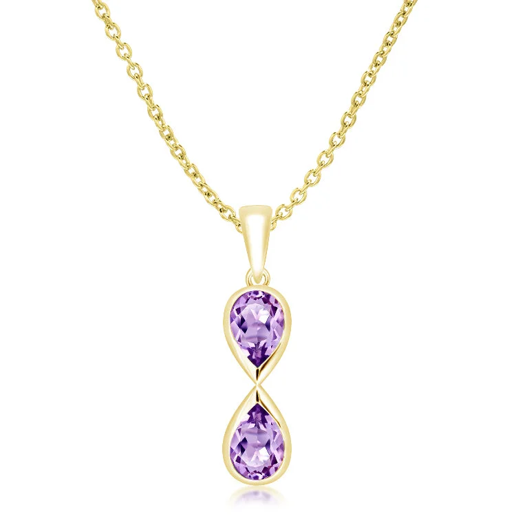 Ladies necklaces Edwardian charm designs-Unique & Co Gold Vermeil Amethyst Pendant Necklace